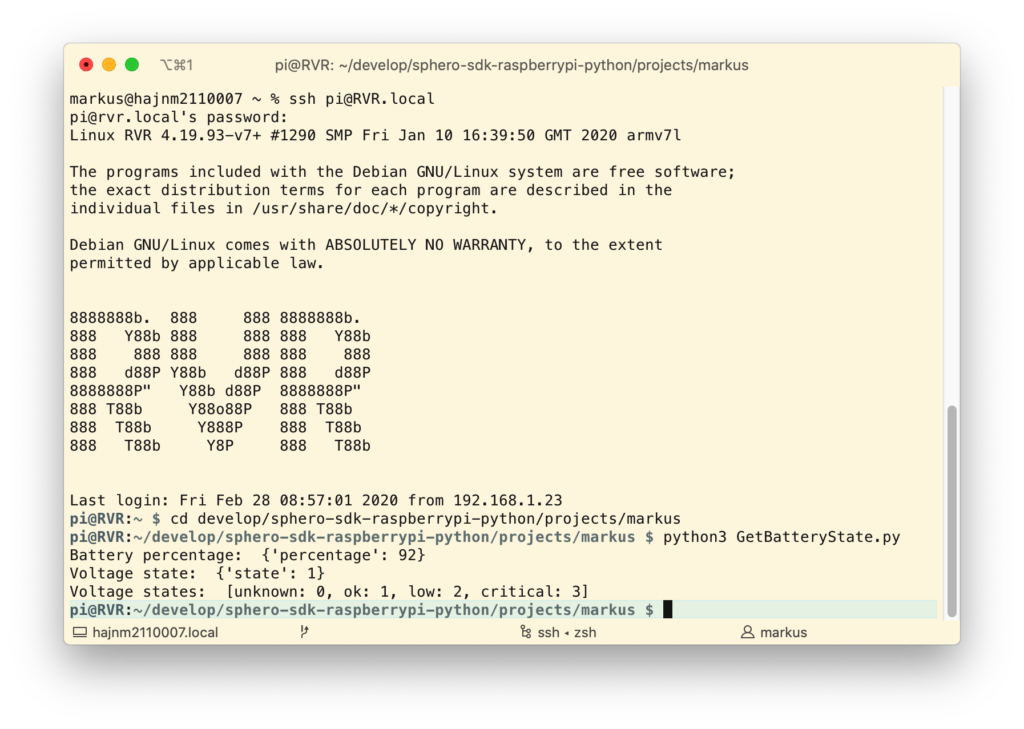 RVR Battery-State per Python